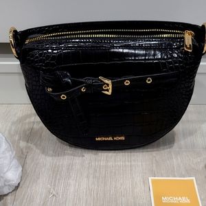 Michael Kors black snake skin design crossbody bag